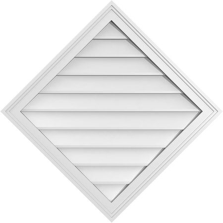 Ekena Millwork Diamond Surface Mount PVC Gable Vent: Functional, w/ 2"W x 1-1/2"P Brickmould Frame, 32"W x 32"H GVPDI32X3202SF